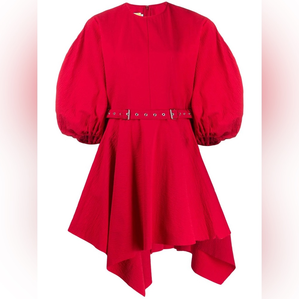 Marques Almeida asymmetric belted taffeta dress red